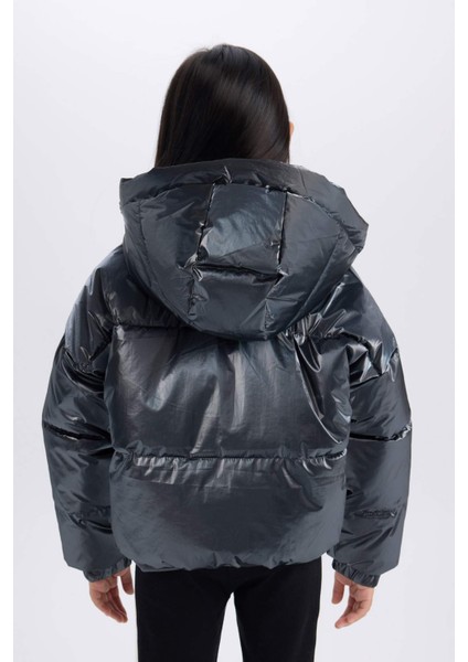 Kız Çocuk Su Geçirmez Kapüşonlu Fermuarlı Çıtçıtlı Mont C5765A824WN