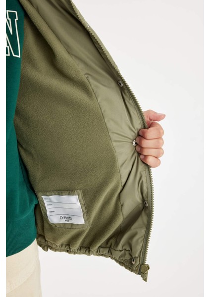 Kız Çocuk Su Geçirmez Şişme Mont Kapüşonlu Polar Astarlı Fermuarlı Cepli C5490A824AU