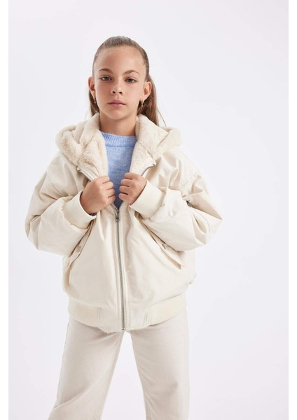 Kız Çocuk Çift Taraflı Kapüşonlu Mont C5339A824WN