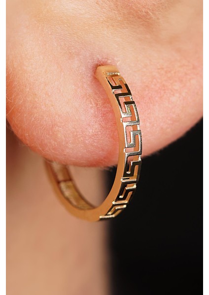 14 Ayar Altın Greek Halka Küpe Erkek modelleri