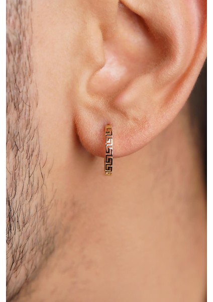 14 Ayar Altın Greek Halka Küpe Erkek fırsatları