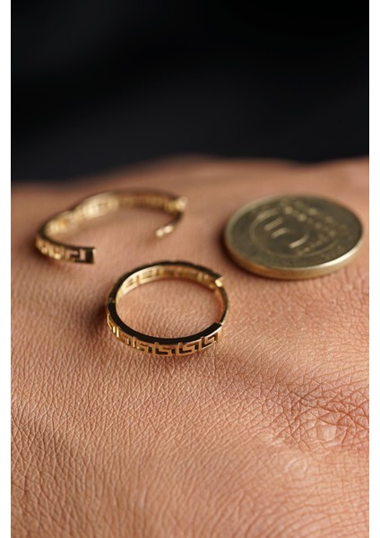 14 Ayar Altın Greek Halka Küpe Erkek indirimleri