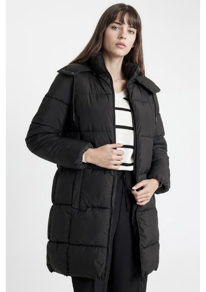 Puffer Şişme Uzun Mont Parka Su Geçirmez Regular Kalıp Çıkarılabilir Kapüşonlu A1315AX24WN