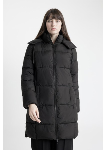 Puffer Şişme Uzun Mont Parka Su Geçirmez Regular Kalıp Çıkarılabilir Kapüşonlu A1315AX24WN