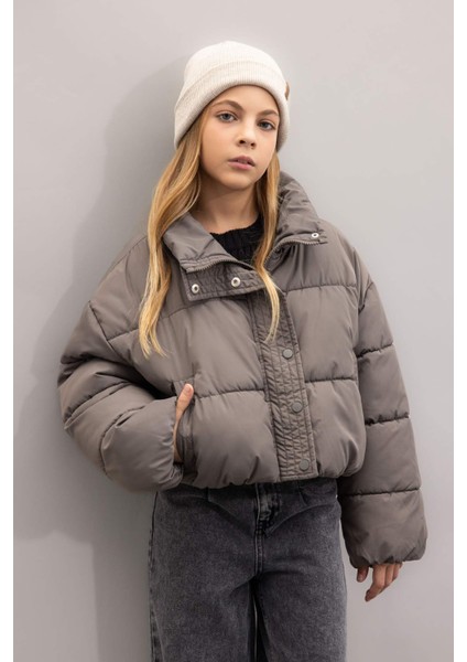 Kız Çocuk Su Geçirmez Fermuarlı Çıtçıtlı Cepli Mont C5387A824AU