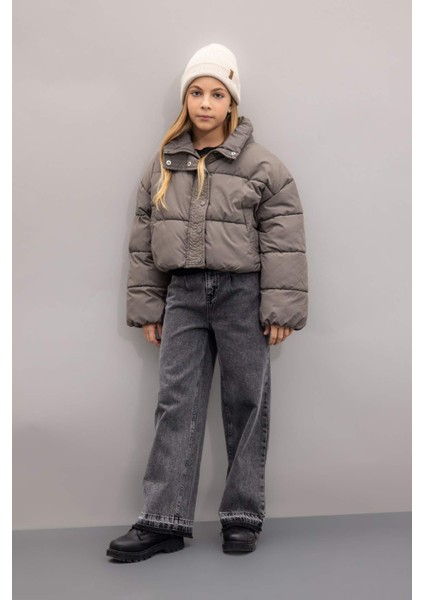 Kız Çocuk Su Geçirmez Fermuarlı Çıtçıtlı Cepli Mont C5387A824AU