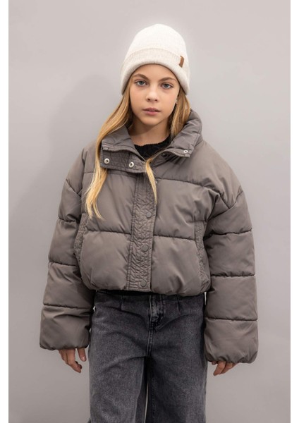 Kız Çocuk Su Geçirmez Fermuarlı Çıtçıtlı Cepli Mont C5387A824AU