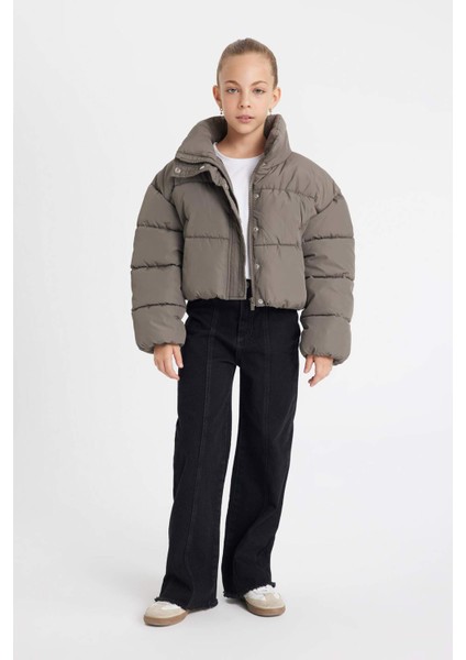 Kız Çocuk Su Geçirmez Fermuarlı Çıtçıtlı Cepli Mont C5387A824AU