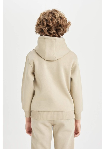 Erkek Çocuk Yazı Baskılı Cepli Kapüşonlu Okul Sweatshirt C7560A824AU