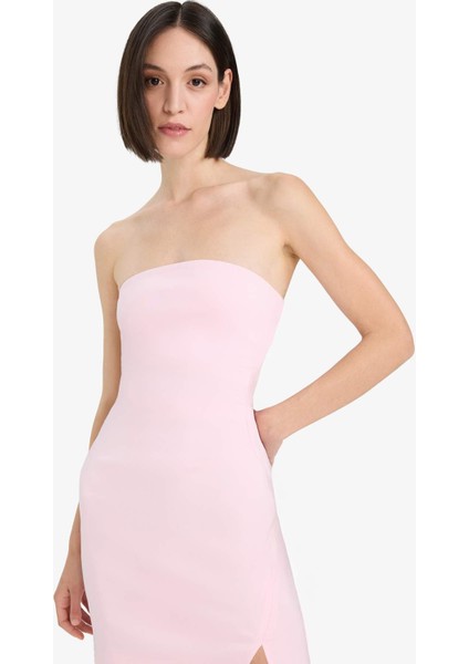Coool Straplez Yırtmaçlı Pembe Mini Elbise C6342AX24SM