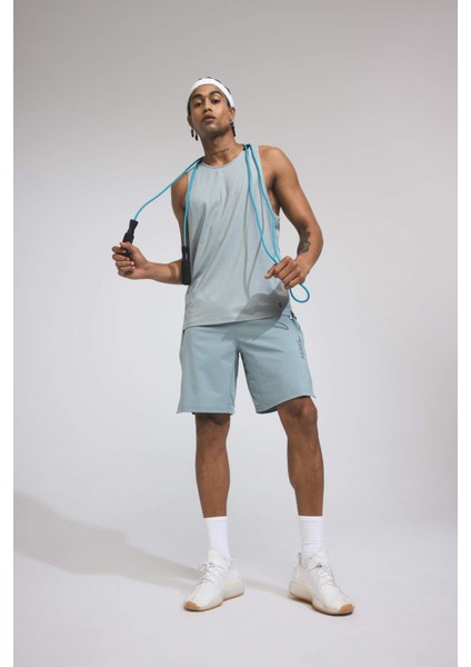 DeFactoFit Standart Fit Baskılı Bisiklet Yaka Ağır Kumaş Sporcu Atlet C1490AX24SM