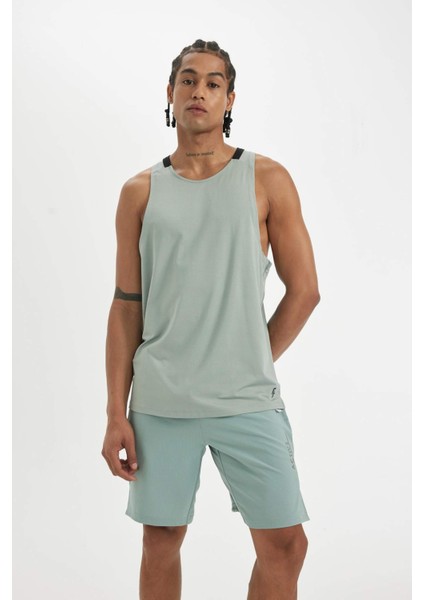 DeFactoFit Standart Fit Baskılı Bisiklet Yaka Ağır Kumaş Sporcu Atlet C1490AX24SM