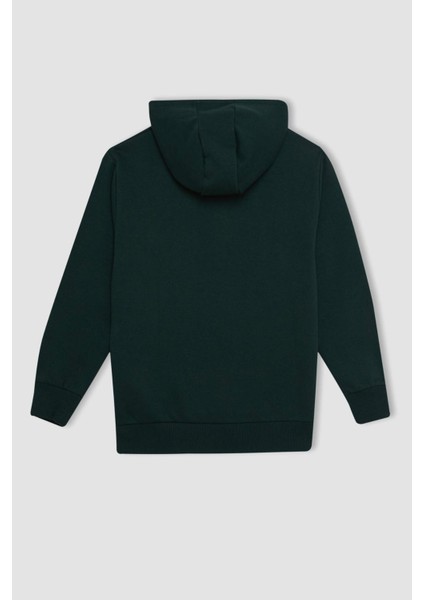 Erkek Çocuk Cepli Yazı Baskılı Kapüşonlu Okul Sweatshirt C7567A824WN