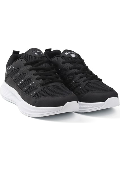 Erkek Siyah Beyaz Günlük Spor Ayakkabı Rahat Yürüyüş Sneaker Hafif Tabanlı