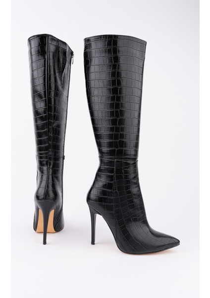 Zest Kroko Desenli Sivri Burun Fermuarlı Ince Topuklu Kadın Çizme fiyatları