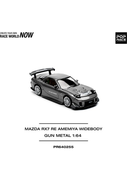 Pop Race 1/64 Mazda Rx-7 Re Amemiya Widebody Gun Metal