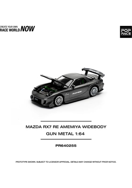 Pop Race 1/64 Mazda Rx-7 Re Amemiya Widebody Gun Metal modelleri