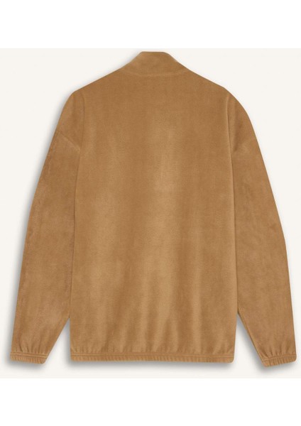 Comfort Regular Fit Rahat Kalıp Dik Yaka Baskılı Polar Sweatshirt C7793AX24AU