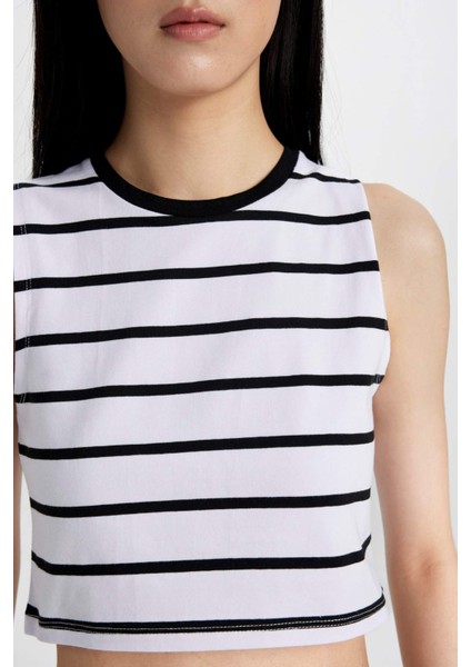 Slim Fit Dar Kesim Çizgili Bisiklet Yaka Atlet C6206AX24SM