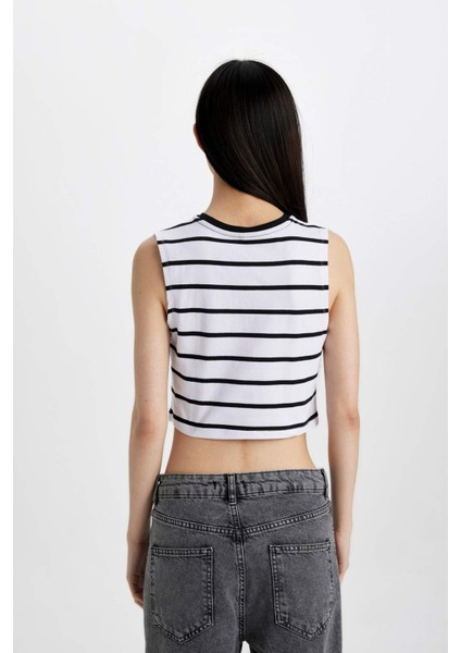 Slim Fit Dar Kesim Çizgili Bisiklet Yaka Atlet C6206AX24SM
