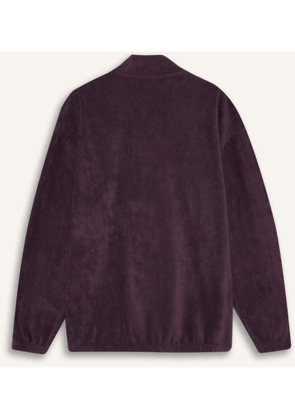 Comfort Regular Fit Rahat Kalıp Dik Yaka Baskılı Polar Sweatshirt C7793AX24AU