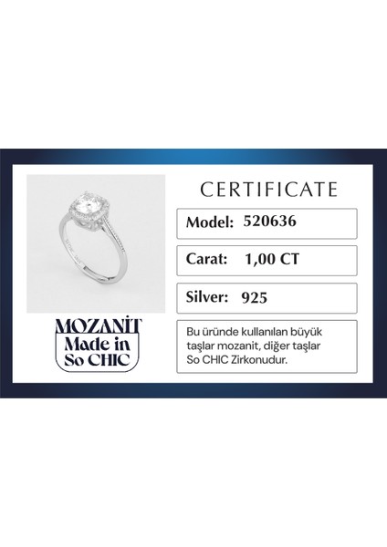 Mozanit Şöleni 18 Ayar Beyaz Altın Kaplama Ayarlanabilir Gümüş Yüzük indirimleri