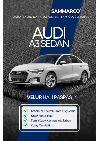 Audi A3 Sedan 2020-2025 Halı Paspas Velur Paspas Kumaş Paspas Oto Paspas fiyatları