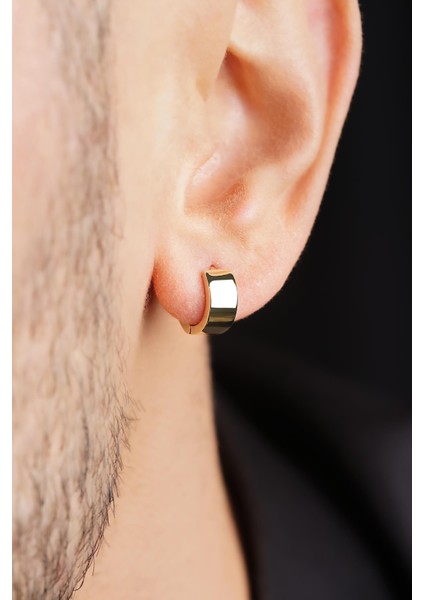 14 Ayar Altın Geniş Halka Küpe Erkek