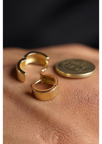 14 Ayar Altın Geniş Halka Küpe Erkek indirimleri