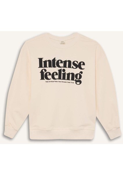 Kız Çocuk 2'li Takım Baskılı Sweatshirt Basic Düz Uzun Tayt A6808A824AU