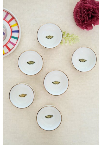 Tabak Evi Porselen Natura Kelebek Altın Yaldızlı Istifli Kase 6X2CM 30CC 6 Lı modelleri