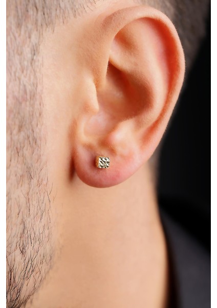 14 Ayar Altın Kalem Işlemeli Küp Küpe Erkek modelleri