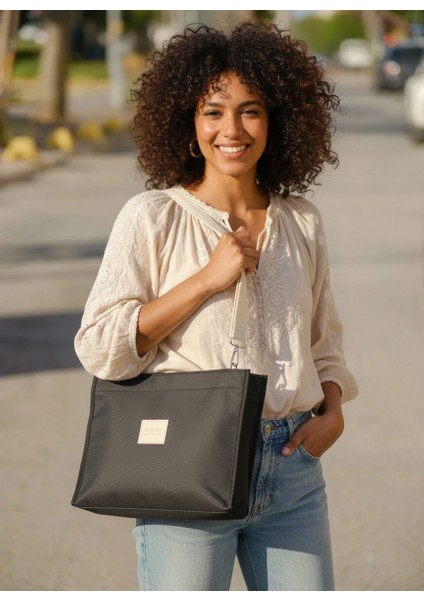 Kadın Denim Görünümlü Spor Bez Çanta