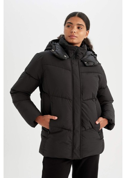 Fit Su İtici Mont Kapüşonlu Polar Astarlı Fermuarlı Su Geçirmez A1553AX24WN