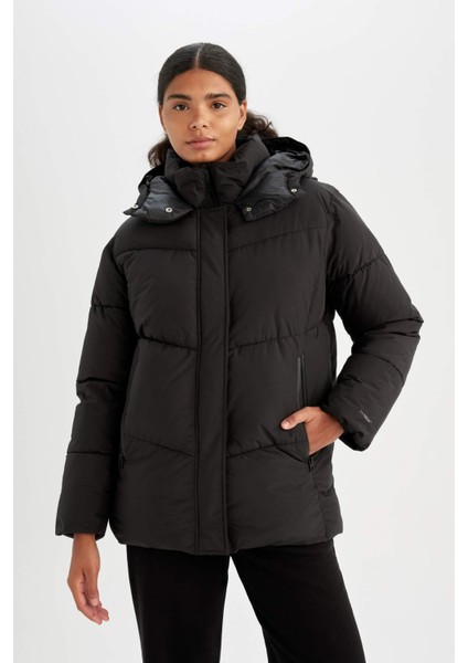 Fit Su İtici Mont Kapüşonlu Polar Astarlı Fermuarlı Su Geçirmez A1553AX24WN