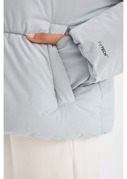 fit Su Itici Dik Yaka Fermuarlı Çıtçıt Kapamalı Cepli Puffer Şişme MONT A1550AX24WN