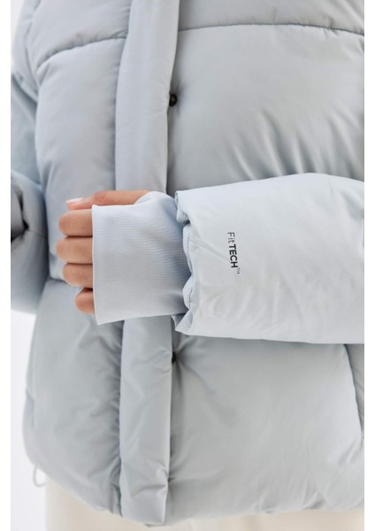 fit Su Itici Dik Yaka Fermuarlı Çıtçıt Kapamalı Cepli Puffer Şişme MONT A1550AX24WN