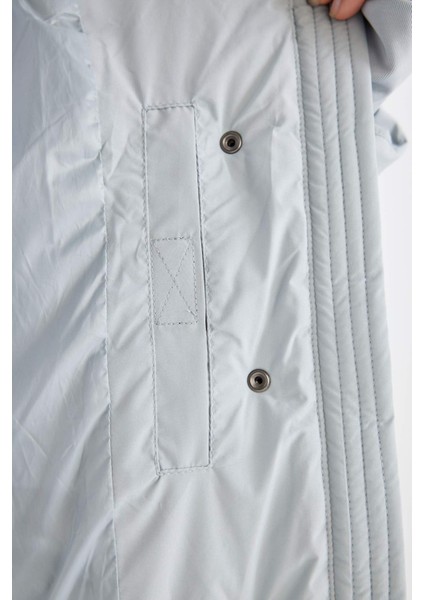 fit Su Itici Dik Yaka Fermuarlı Çıtçıt Kapamalı Cepli Puffer Şişme MONT A1550AX24WN