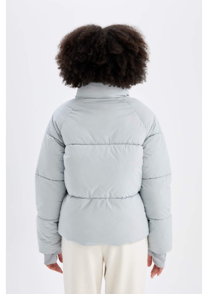 fit Su Itici Dik Yaka Fermuarlı Çıtçıt Kapamalı Cepli Puffer Şişme MONT A1550AX24WN