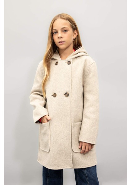 Kız Çocuk Kapüşonlu Kaşe Parka C8554A824AU