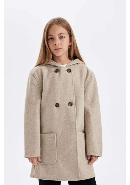 Kız Çocuk Kapüşonlu Kaşe Parka C8554A824AU