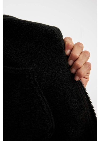 Su Geçirmez Slim Fit Dar Kesim Astarlı Fermuarlı Cepli Kürk Yakalı Suni Deri Ceket Mont A4392AX24WN