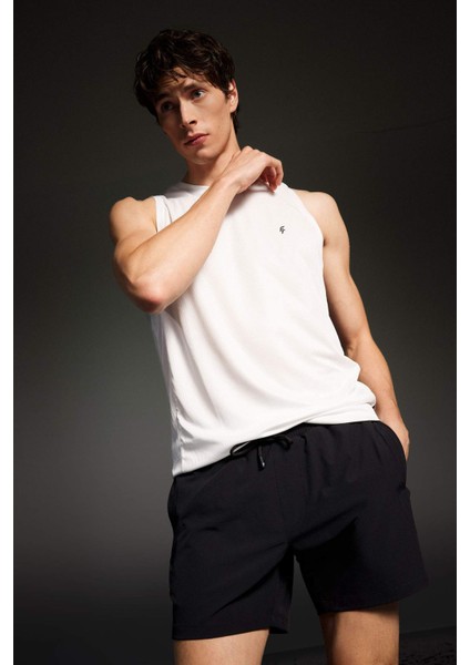 Fit Sporcu Baskılı Esnek Dokulu Kısa Boy Deniz Şortu B5952AX24HS