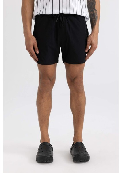 Fit Sporcu Baskılı Esnek Dokulu Kısa Boy Deniz Şortu B5952AX24HS