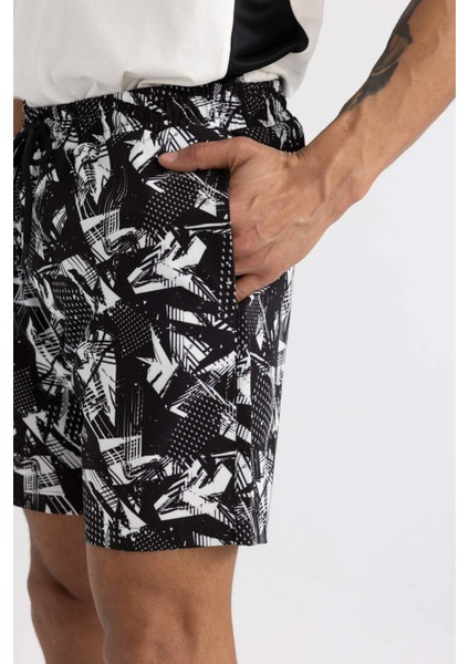 Fit Regular Fit Baskılı Esnek Dokulu Diz Boyu Sporcu Deniz Şortu B5994AX24HS