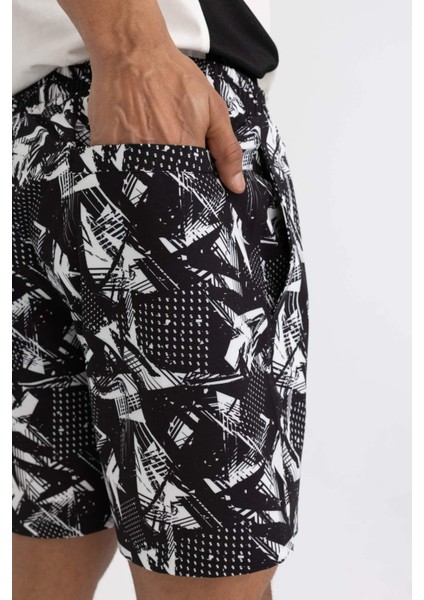 Fit Regular Fit Baskılı Esnek Dokulu Diz Boyu Sporcu Deniz Şortu B5994AX24HS