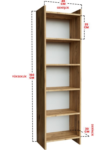 5 Raflı Beyaz Kitaplık Ofis Evrak Çok Amaçlı Kitaplığı Ahşap fırsatları
