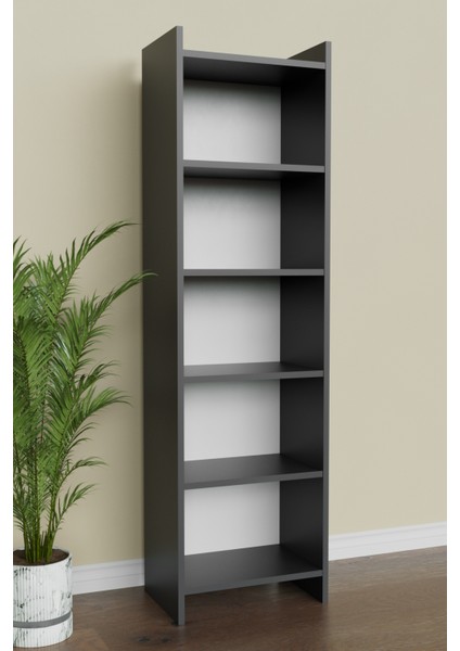 5 Raflı Beyaz Kitaplık Ofis Evrak Çok Amaçlı Kitaplığı Antrasit modelleri