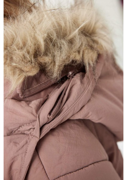 Kız Çocuk Çıkarılabilir Suni Kürk Yaka Kapüşonlu Parka C8515A824AU