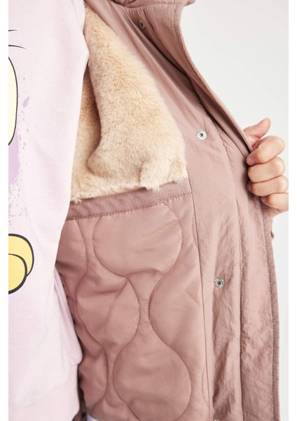 Kız Çocuk Çıkarılabilir Suni Kürk Yaka Kapüşonlu Parka C8515A824AU